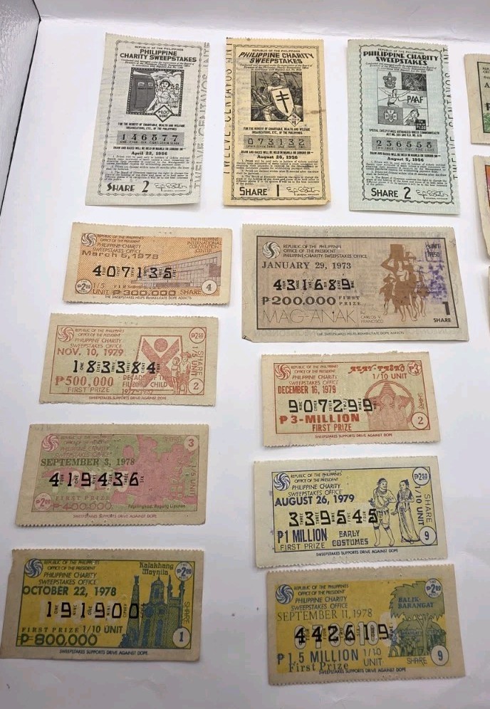 1950s-1990s Philippines Paper Collectible Vintage Sweepstakes.Lot Of 16.Used.