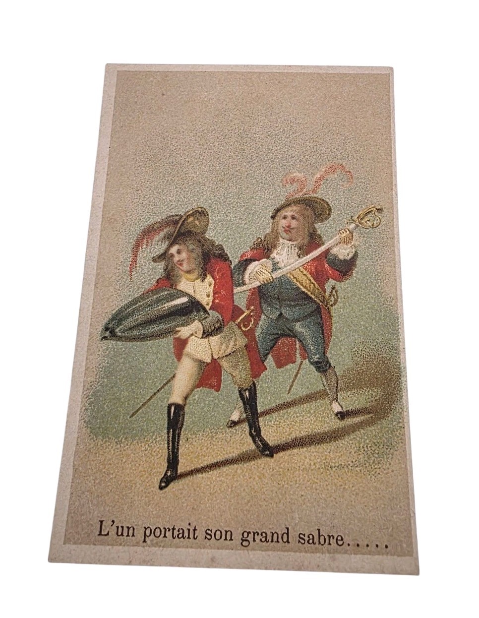 Old Antique French Revolution Satirical Card One Carried His Great Sabre Art