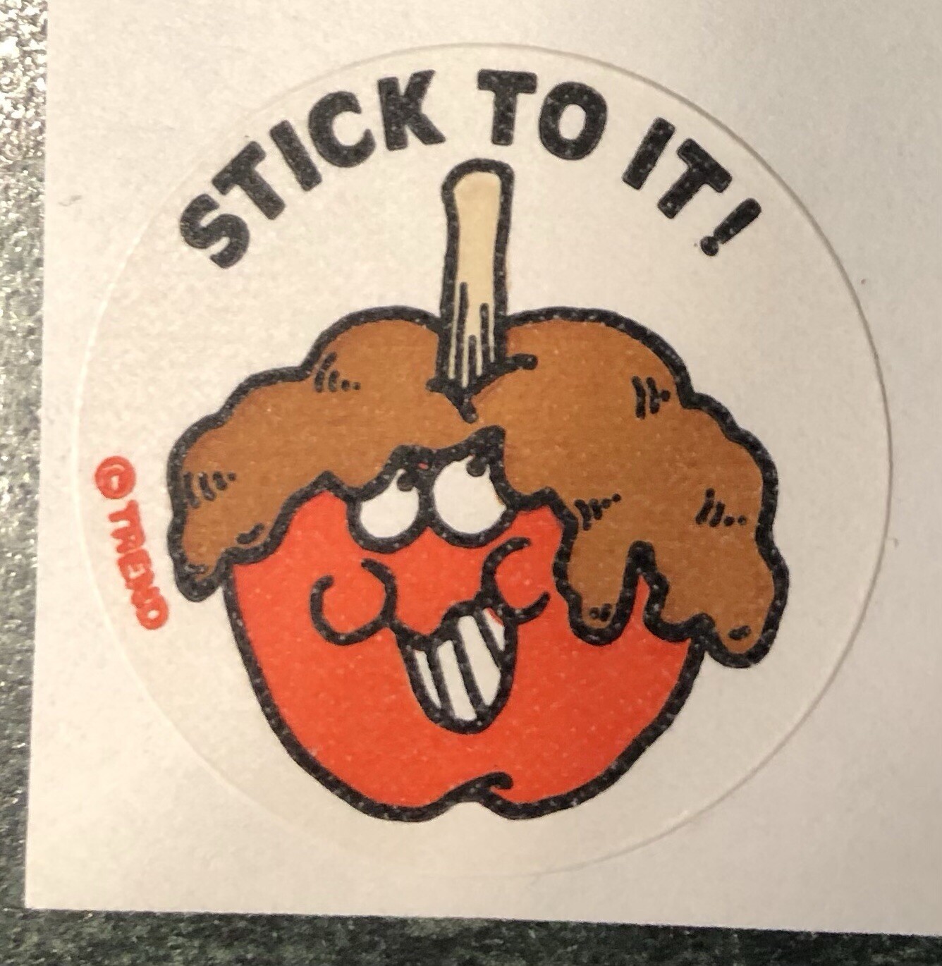80s Matte TREND Scratch & Sniff Caramel Apple Scent Stinky Sticker, STICK TO IT!
