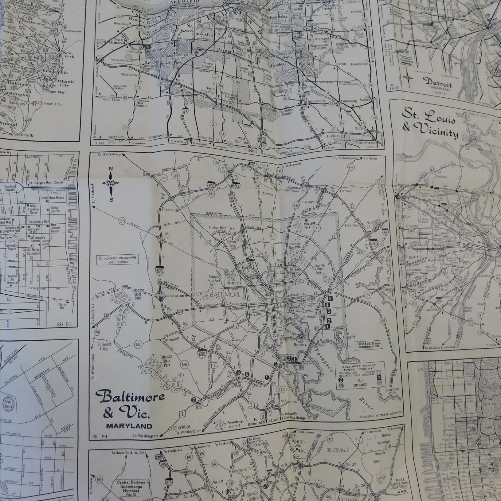 Vintage 1965-1966 AAA Northeastern United States Road Map Travel Route Planner