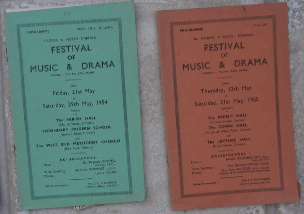 Cromer Festival Music & drama 21 programmes between 1951 – 1972 , plus ephemera