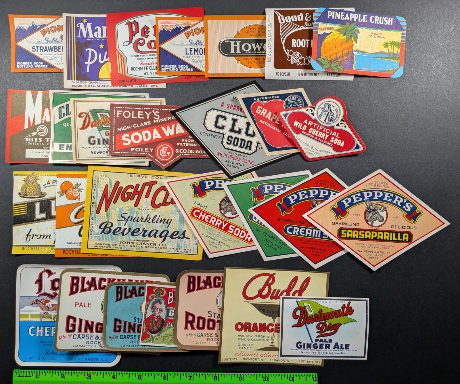 Vintage (Lot of 28) Soda Drink Beverage Paper Labels