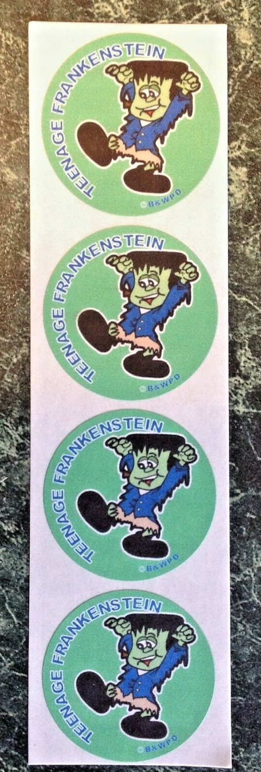 4 HALLOWEEN Wacky WHIFFERS Matte MAX SCENT Scratch & Sniff Stickers FRANKENSTEIN