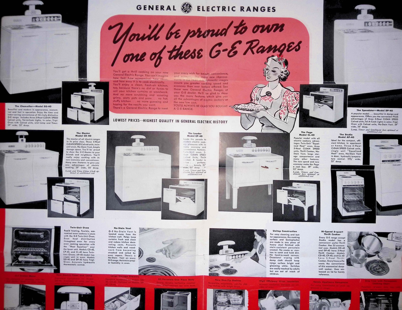 General Electric Cooking Ad 1940s-50s Why You Too Will Enjoy Red Type