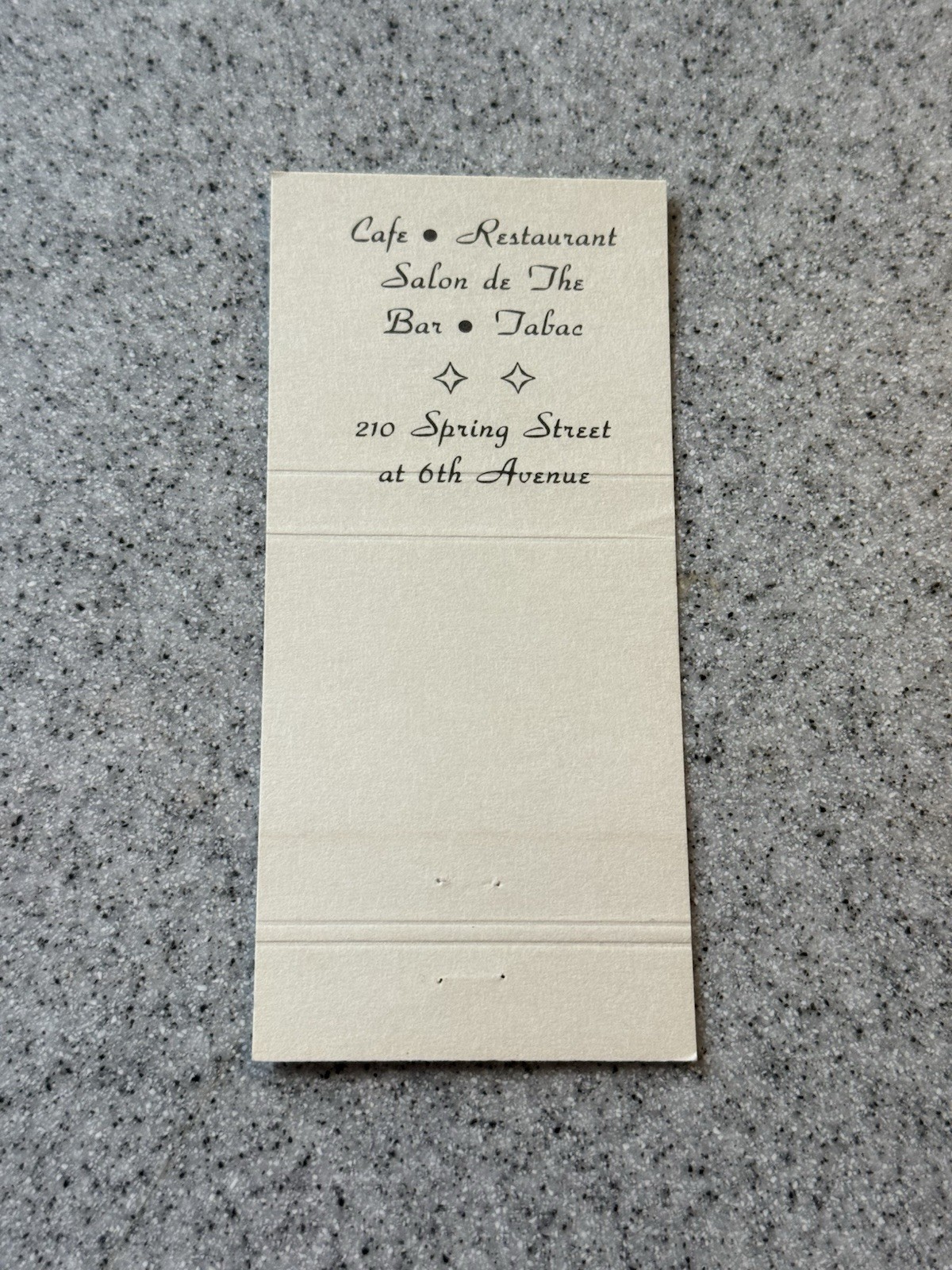Cafe Tabac New York City Brooklyn New York Matchbook Cover 590