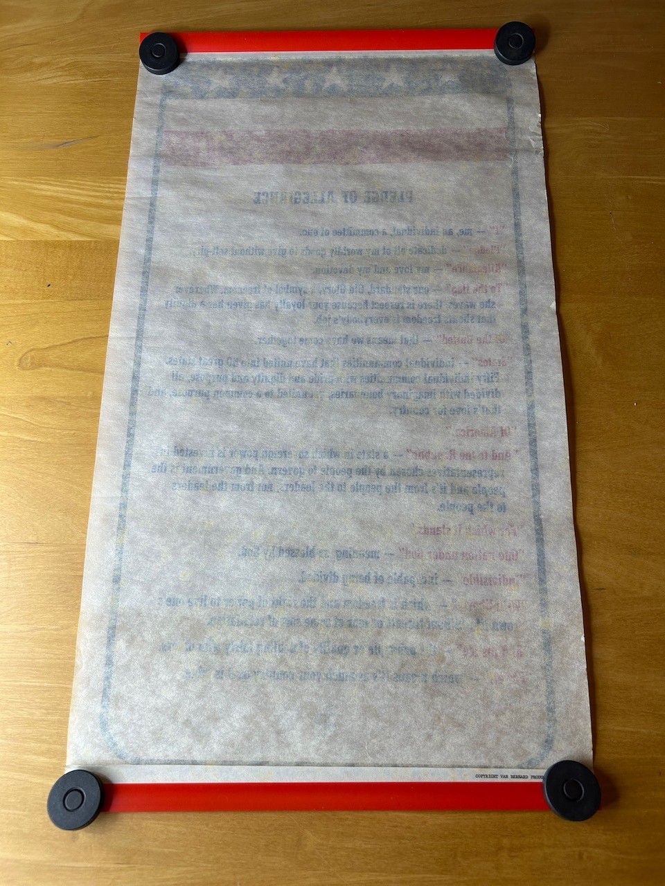Vintage Pledge of Allegiance Scroll with Red, White, & Blue Storage Tube