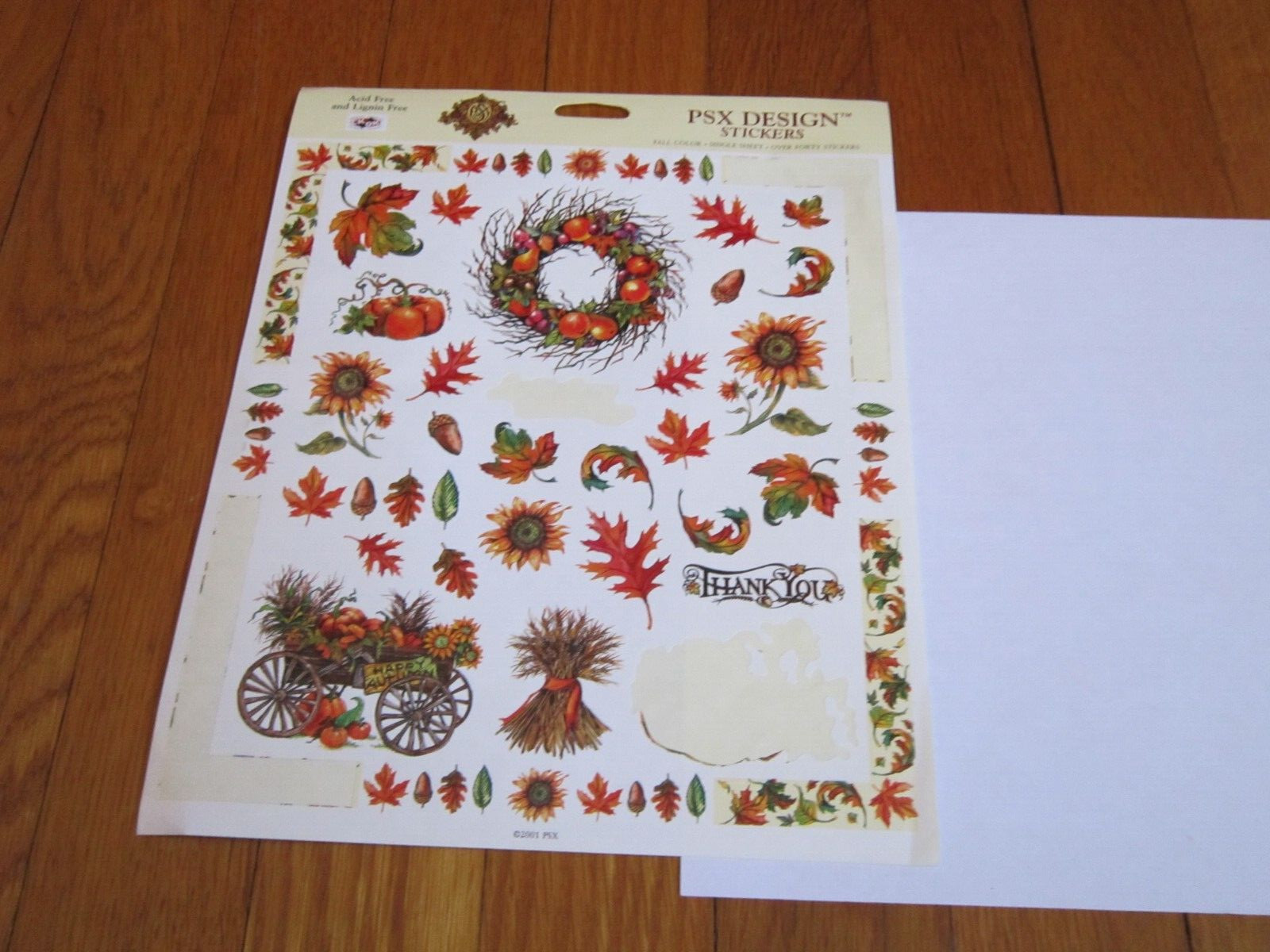 PSX Design Stickers Autumn Fall Color Leaves Acorns 2001 ONE SHEET PartiallyUsed