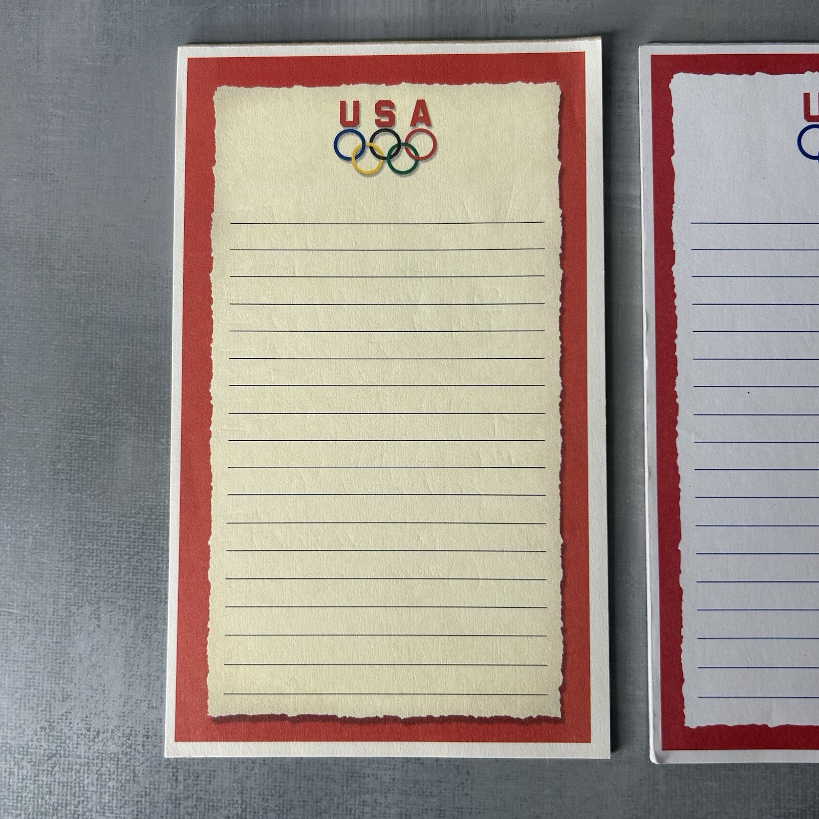 2 USA Olympics Team Rings Vintage Advertising Lined Paper Notepads 4¼ x 7″