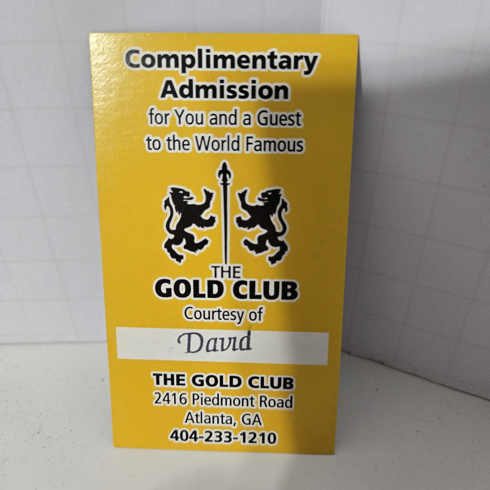 Vintage The Gold Club Complimentary Admission Legendary Strip Club Rare Black