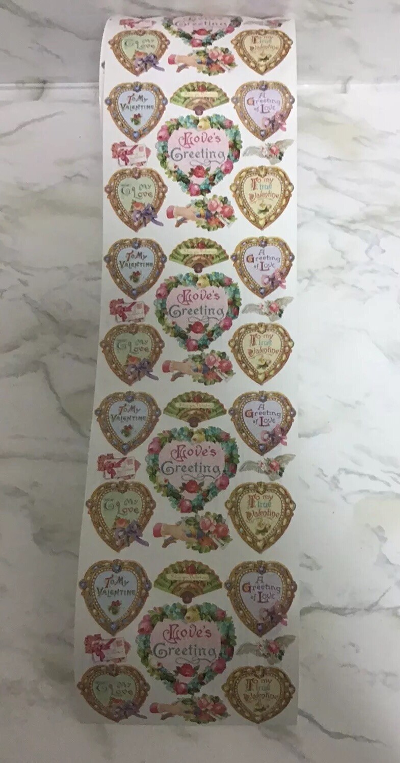 4 Sheet Lot Vintage Gifted Line John Grossman Valentine’s Day Stickers