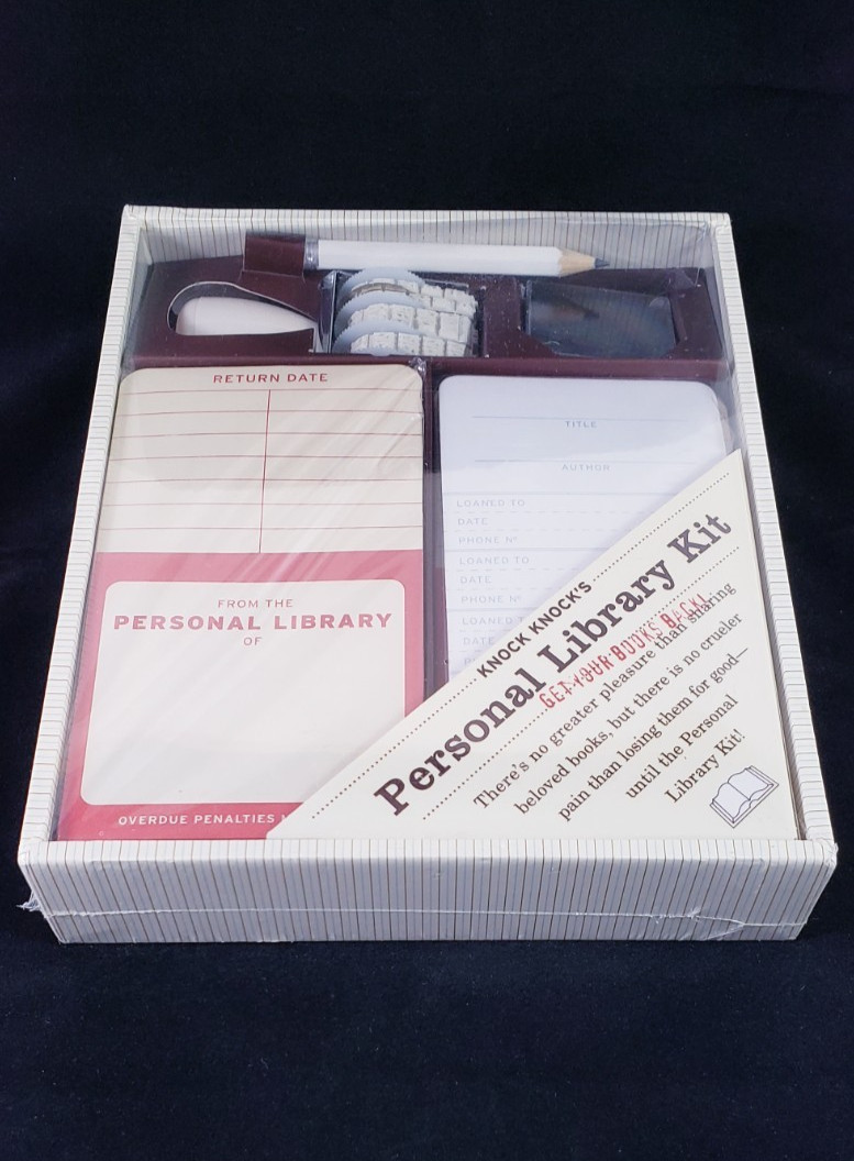 Knock Knock’s Personal Library Kit w/ Checkout Cards Date Stamp Return, etc