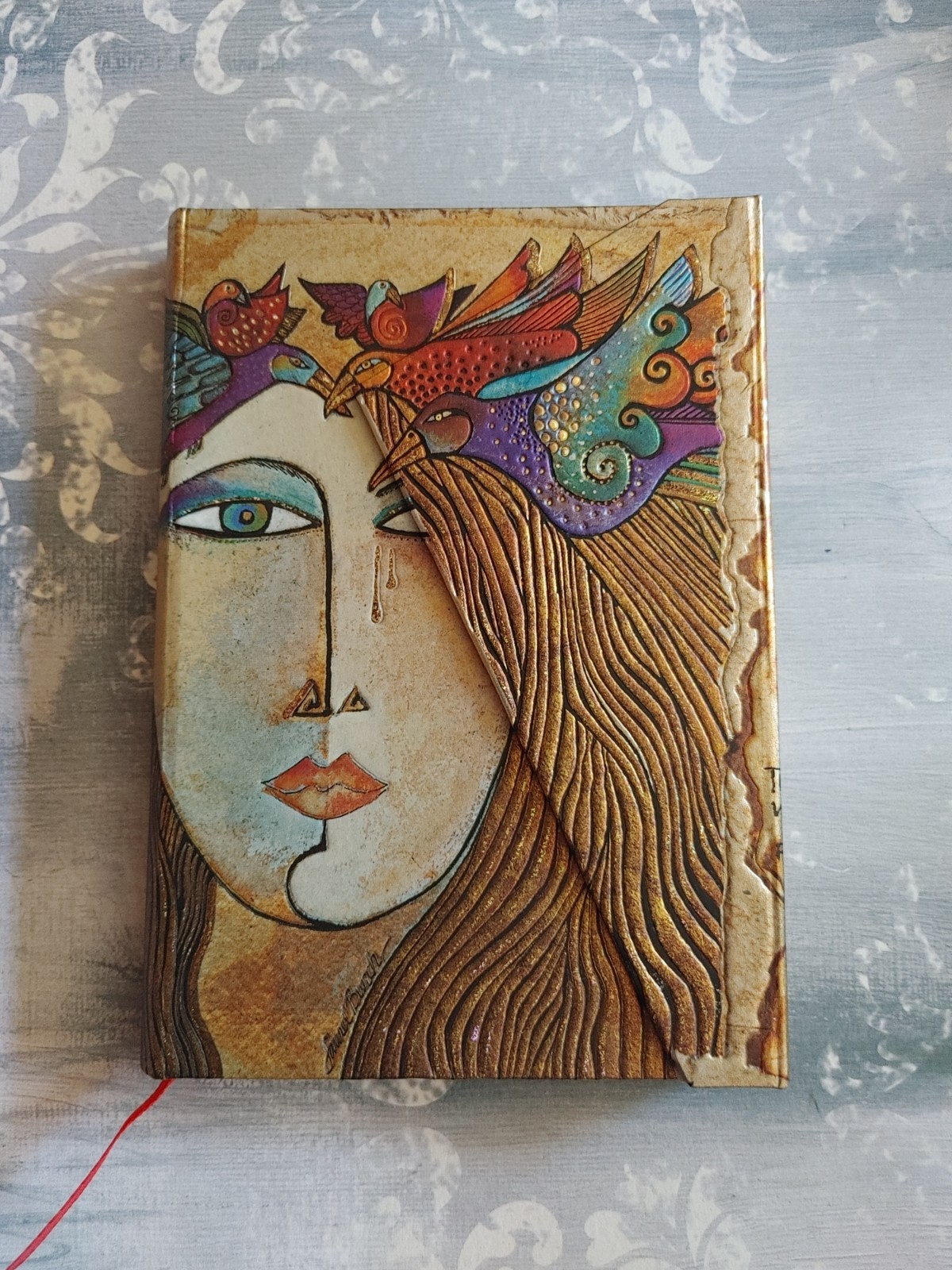 Vintage 1999 Laurel Burch self portrait metallic blank book small lined journal