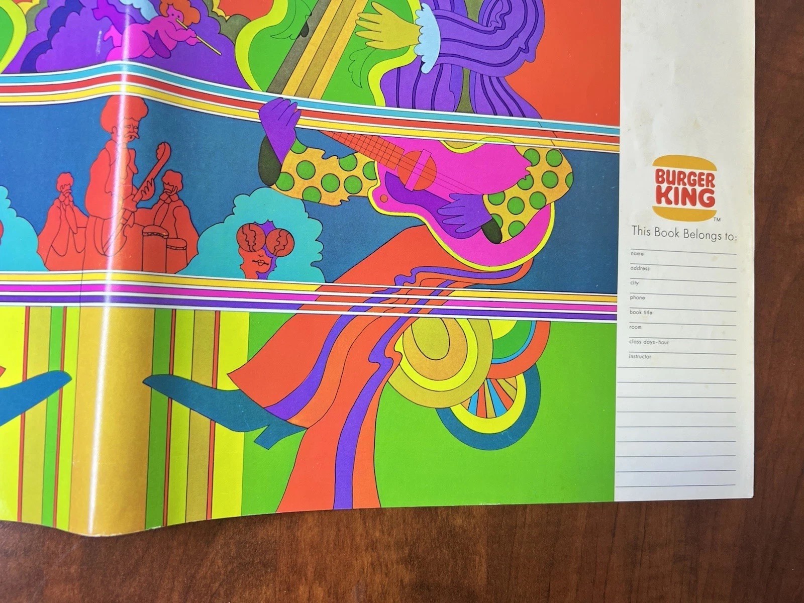 Peter Max Style 1970’s Burger King Psychedelic Rock Art School Daze Book Cover a