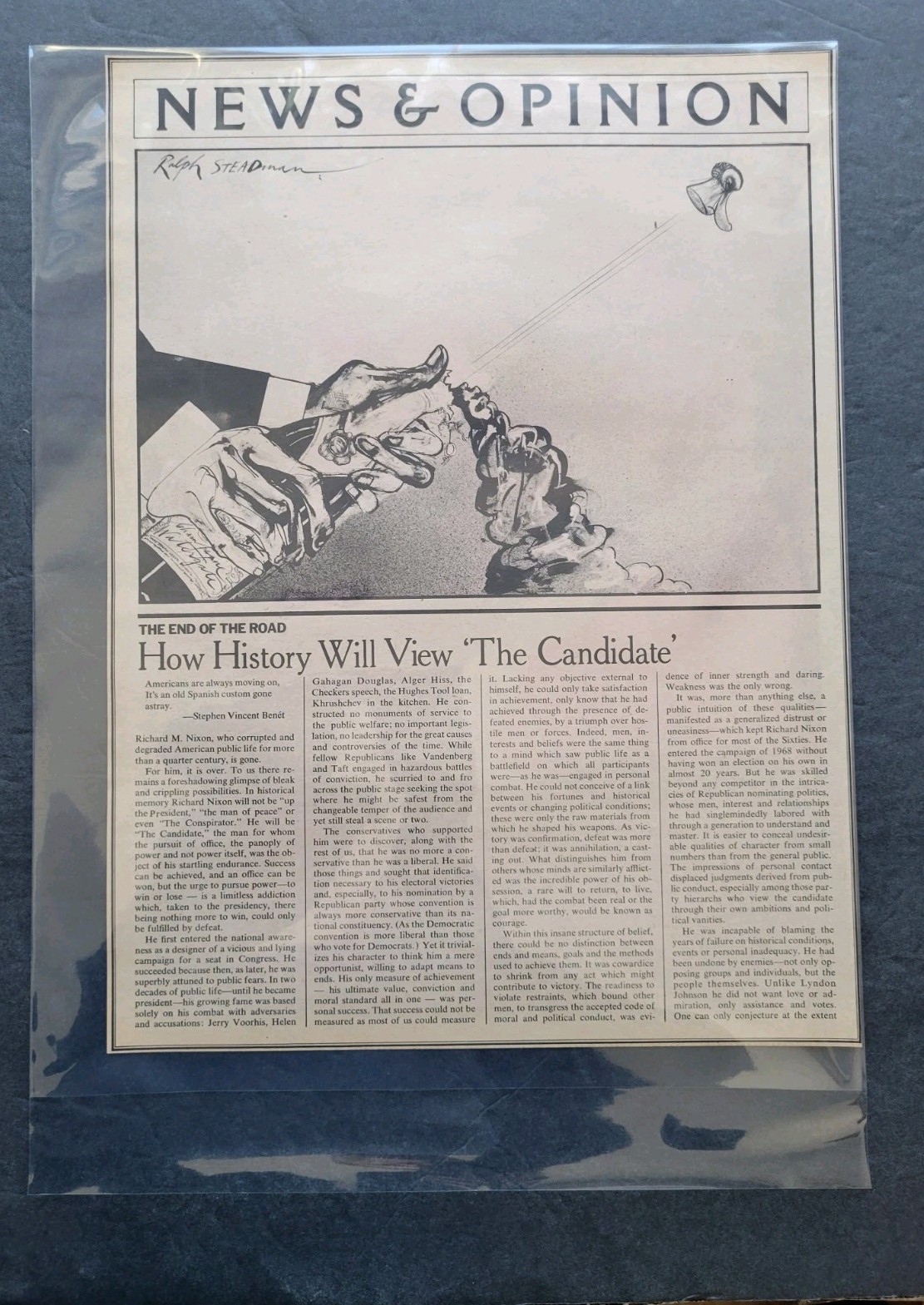 Ralph Steadman Cartoon News & Opionion Magazine Page Circa 1974