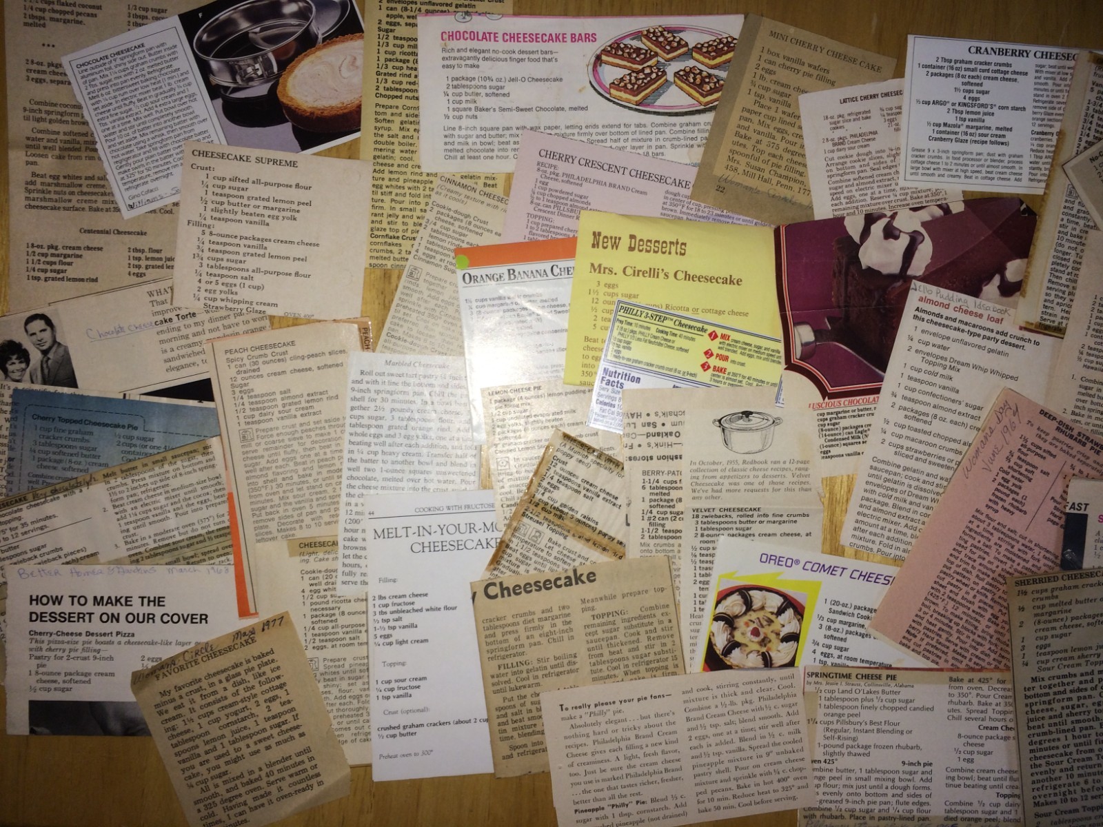 Cheesecakes only! 1960-1970 Recipe Box Recipes over 200!!! Clipped / Handwritten