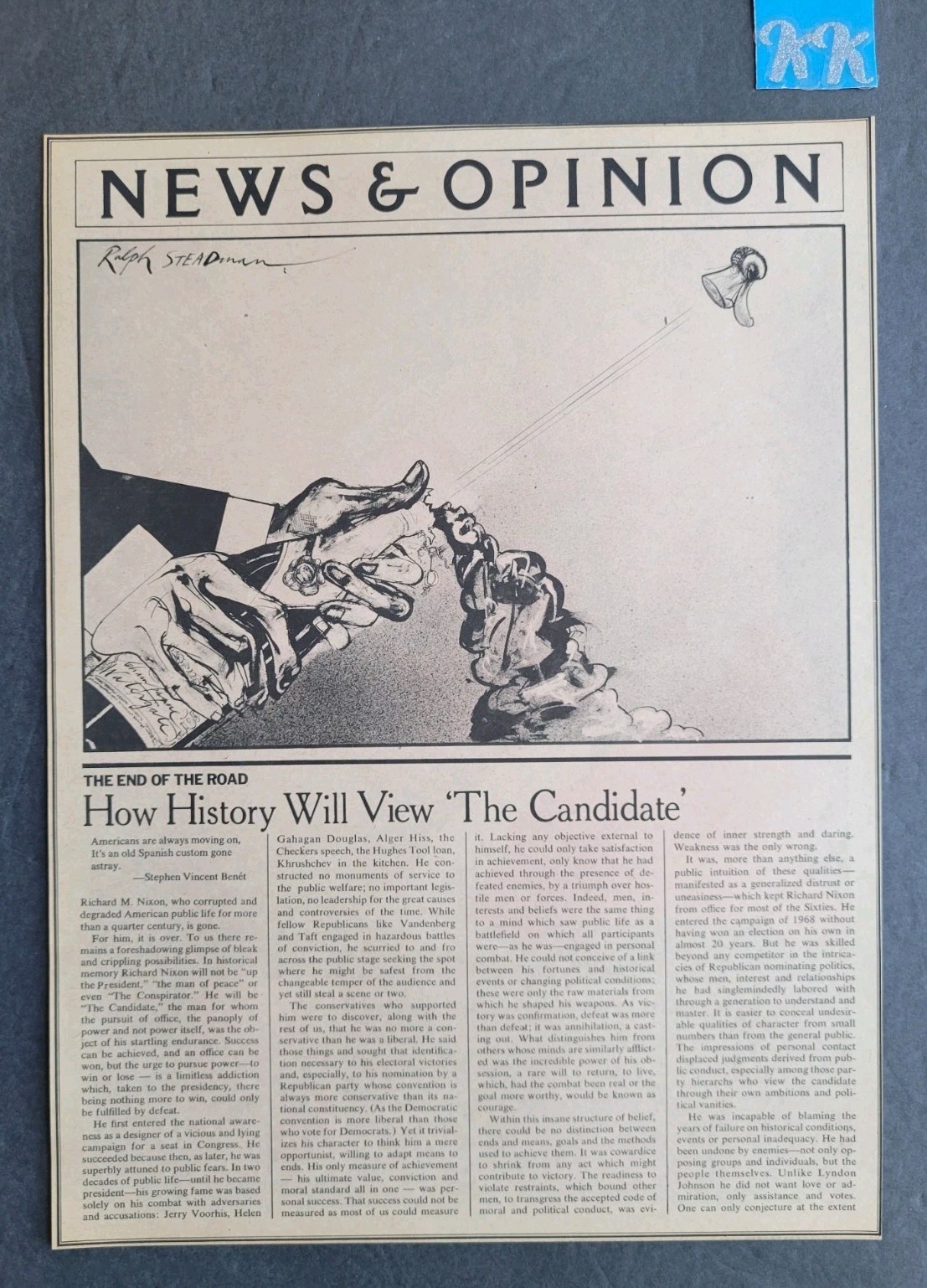 Ralph Steadman Cartoon News & Opionion Magazine Page Circa 1974