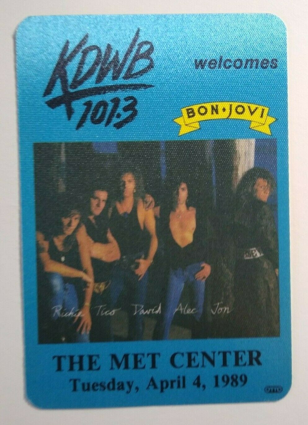 Bon Jovi Backstage Concert Pass Original 1989 Hard Rock Music Band Color Photo