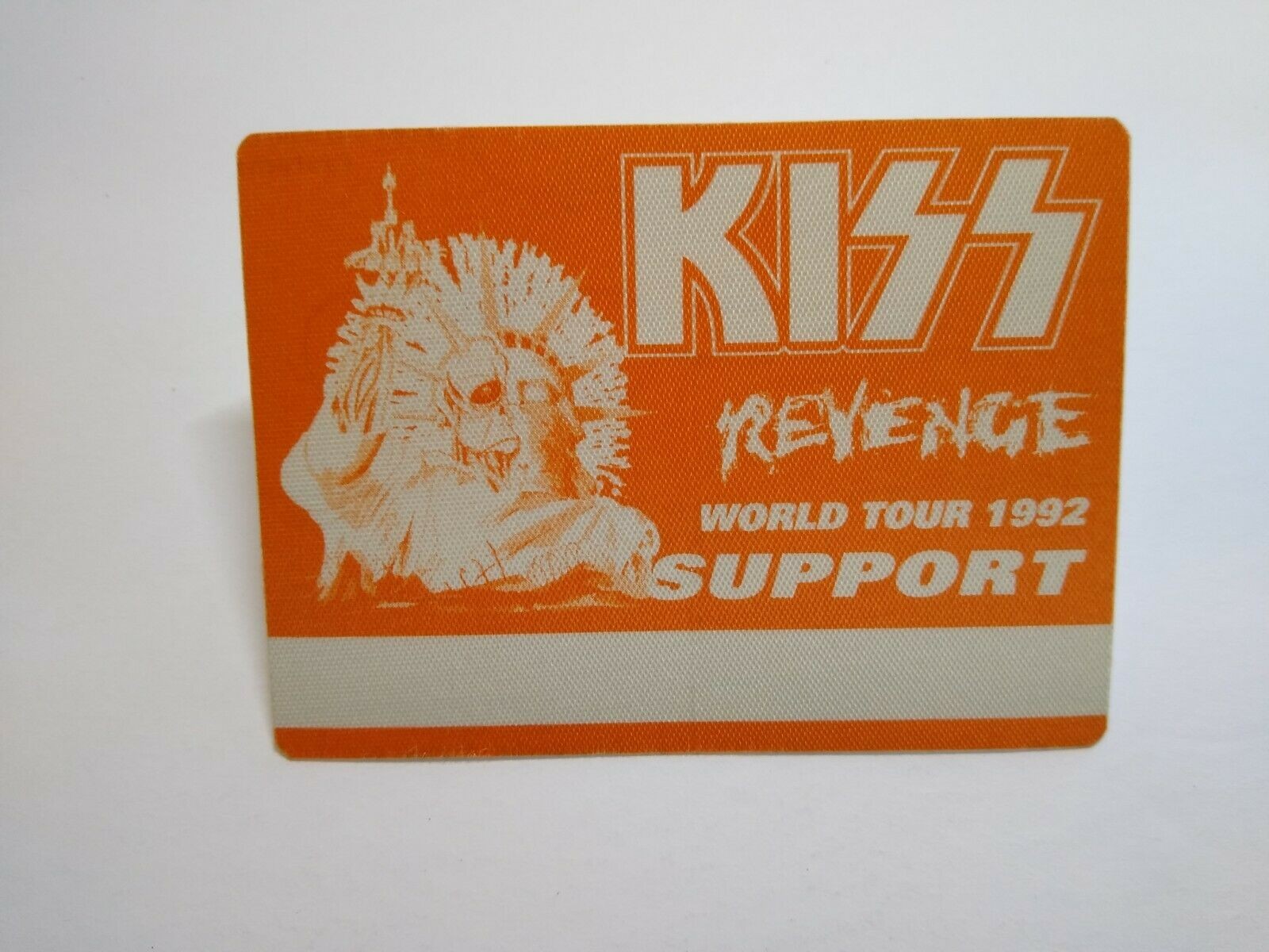 Kiss Revenge Backstage Pass Original Hard Rock Music Concert Tour Orange Skull