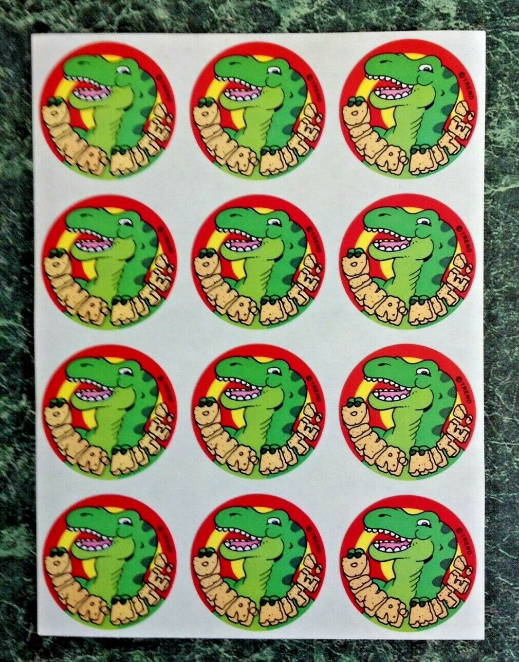 Vintage 80s TREND Scratch & Sniff Stinky Sticker Sheet DINA-MITE Lime Scent RARE