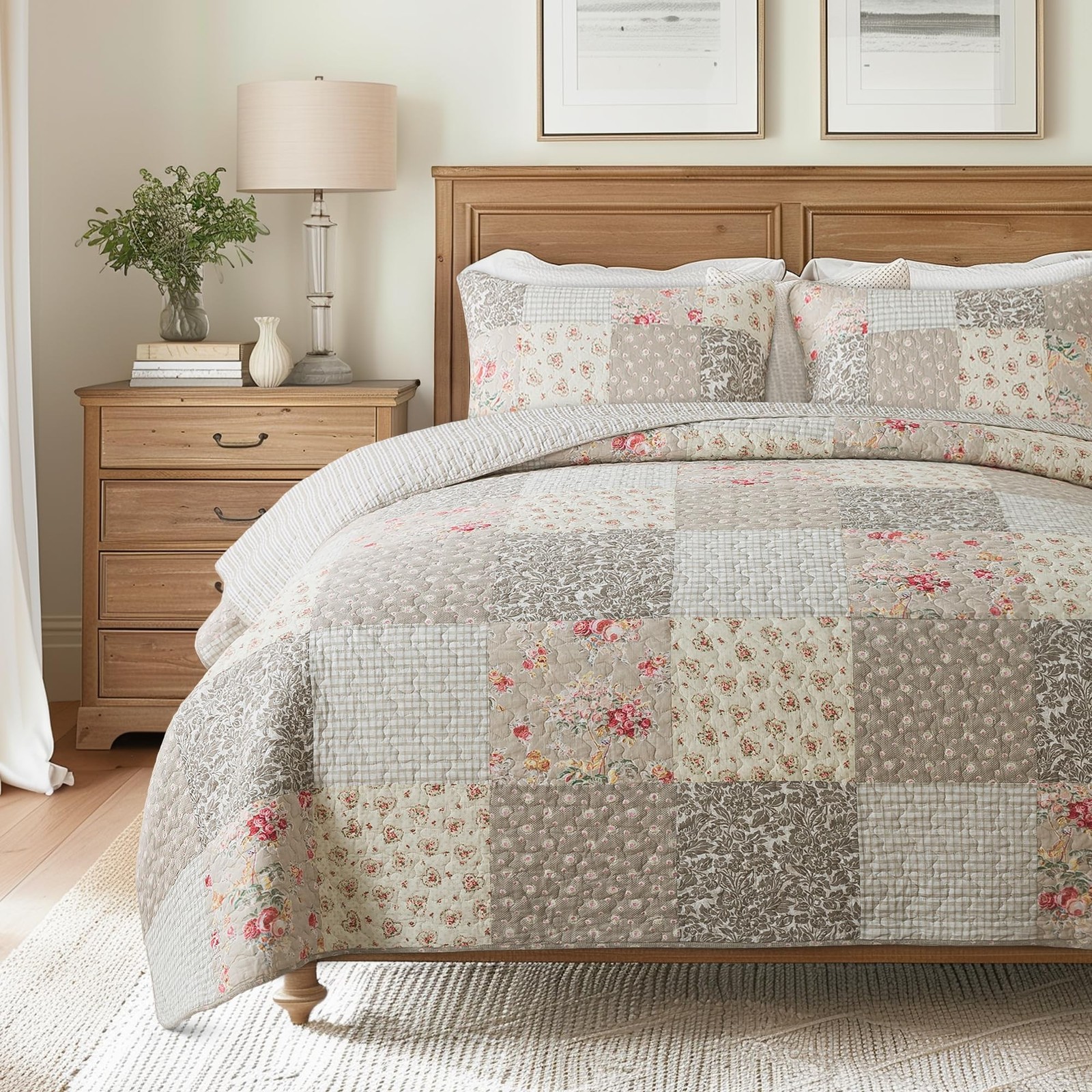 SLPR Walk in The Cotswolds Patchwork Cotton Pieced Quilt Set – Queen Size wit…