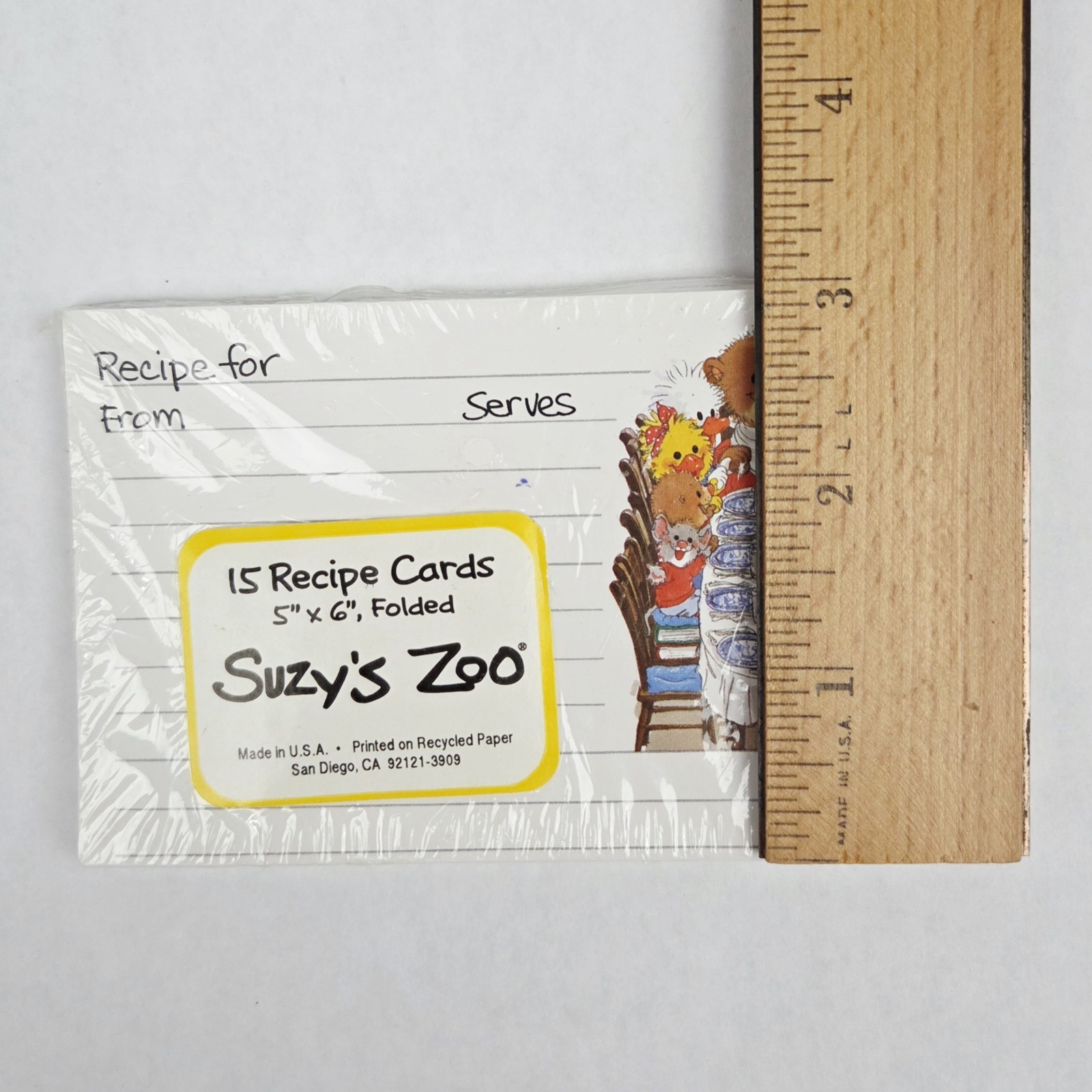 Vintage 1990s Suzy’s Zoo Folded Recipe Cards NOS Sealed 15pk Cottagecore Animals