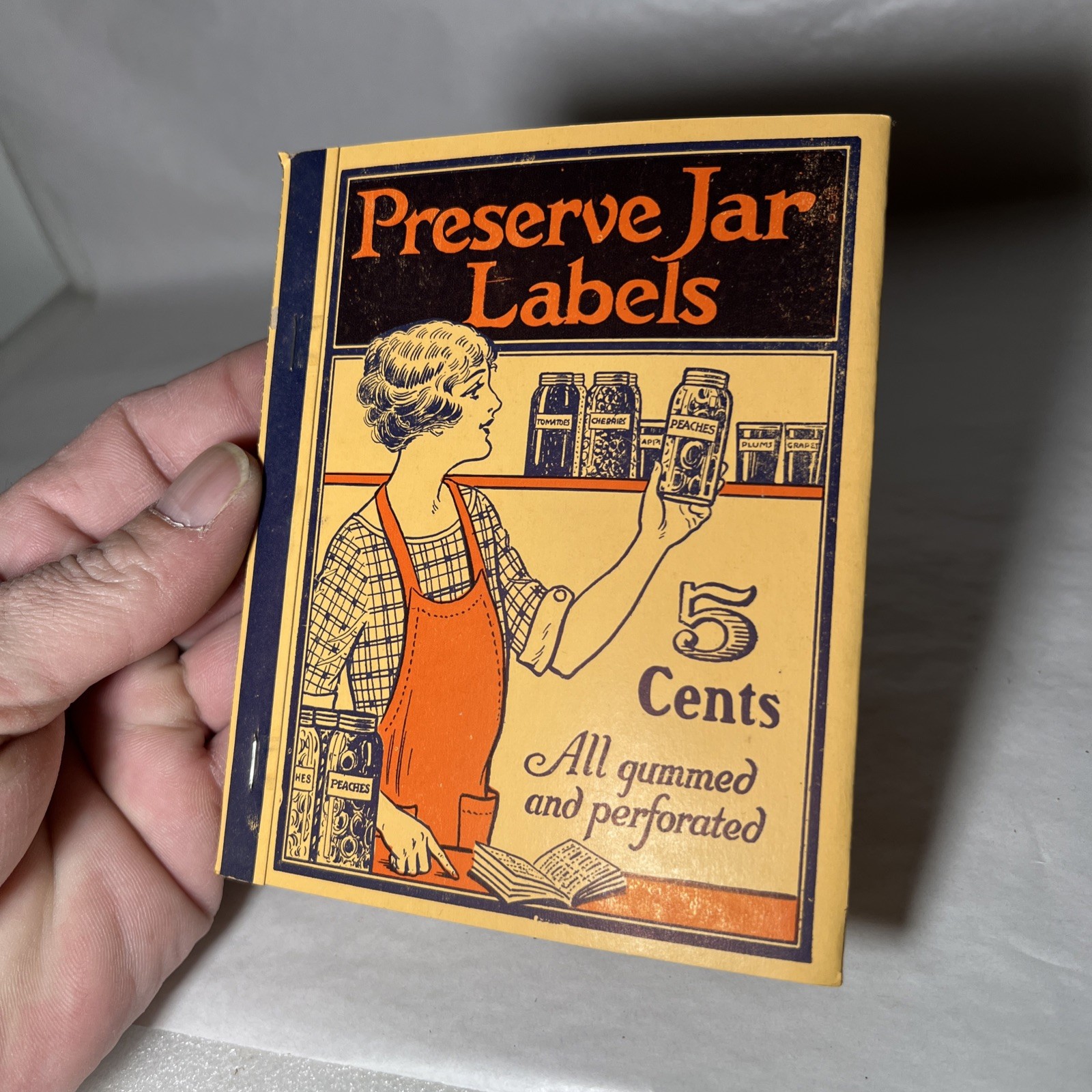 LOT OF 3 VINTAGE NOS PRESERVE JAR LABELS BOOKLET GUMMED AND PERFORATED 5 CENTS