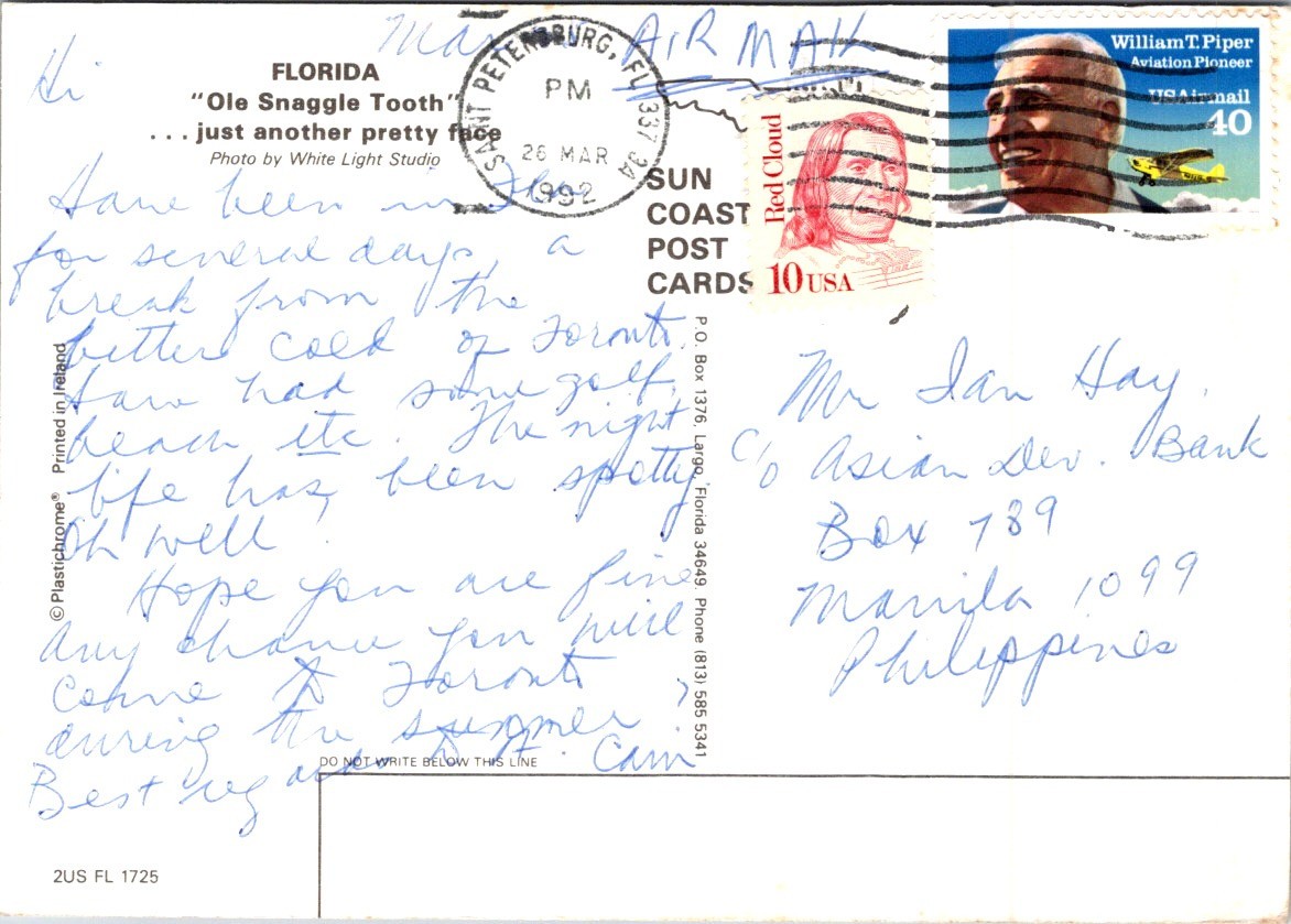 (2531) 21-4-2026 – USA (posted Philippines 1992) Florida Alligaror