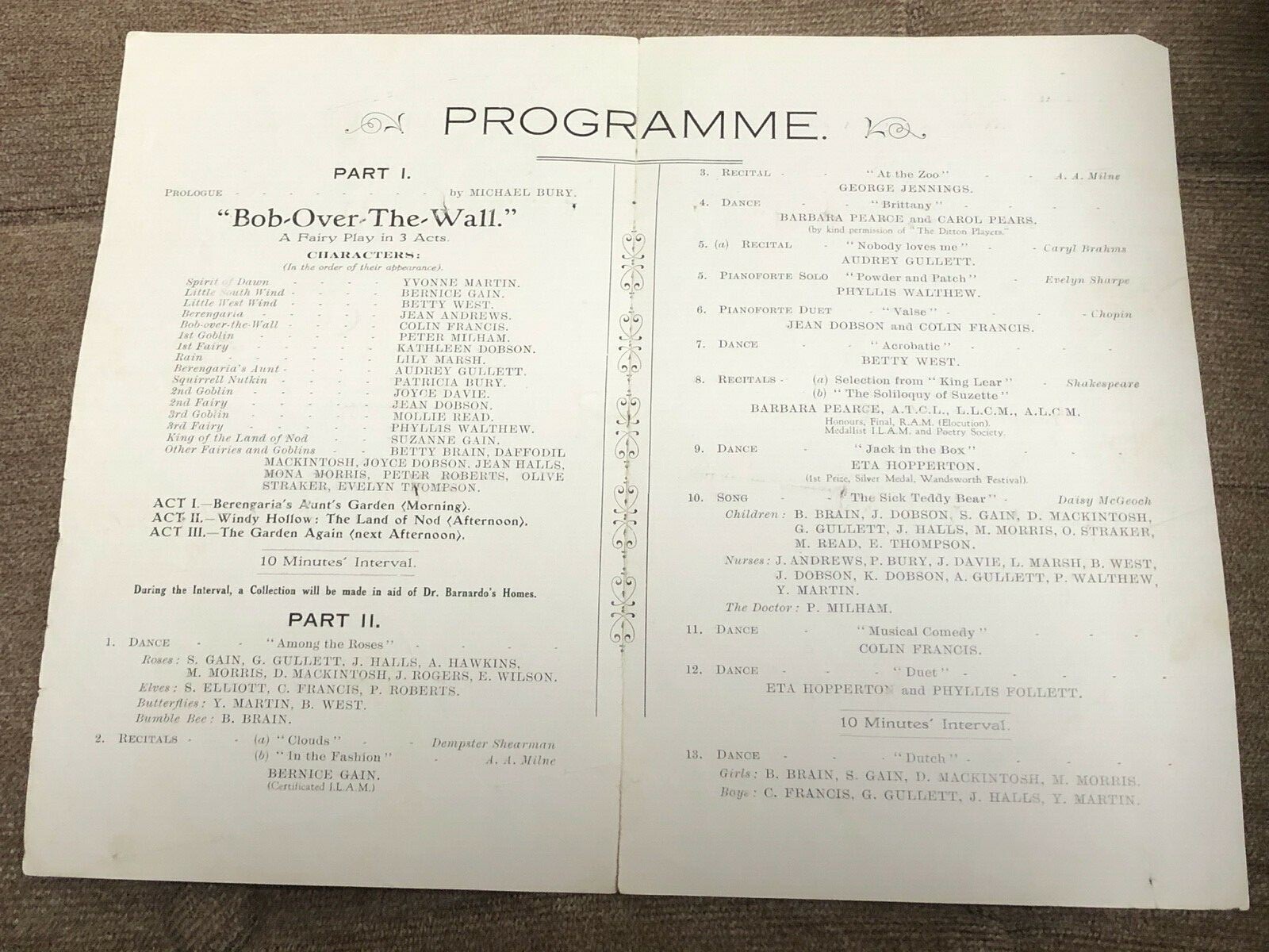 dr barnardo’s homes programme of variety 1933