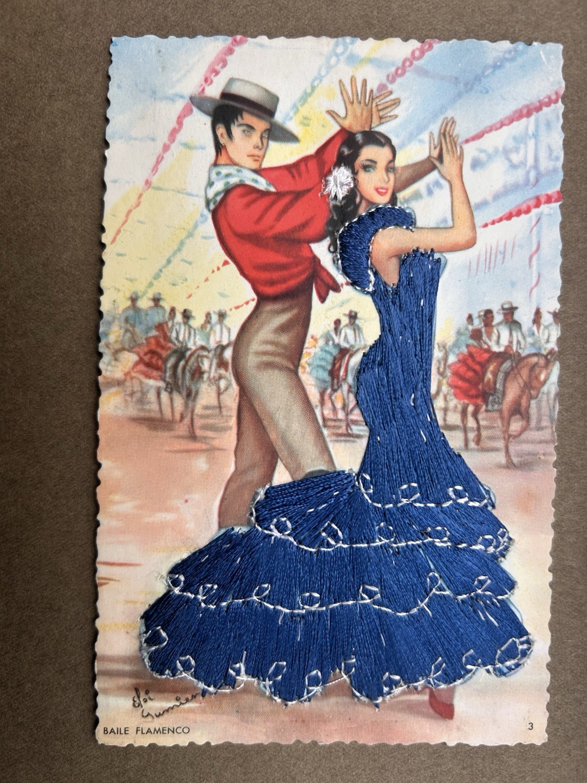 Postcard Spain Two Dancers Blue Cloth Dress Circa 1960’s