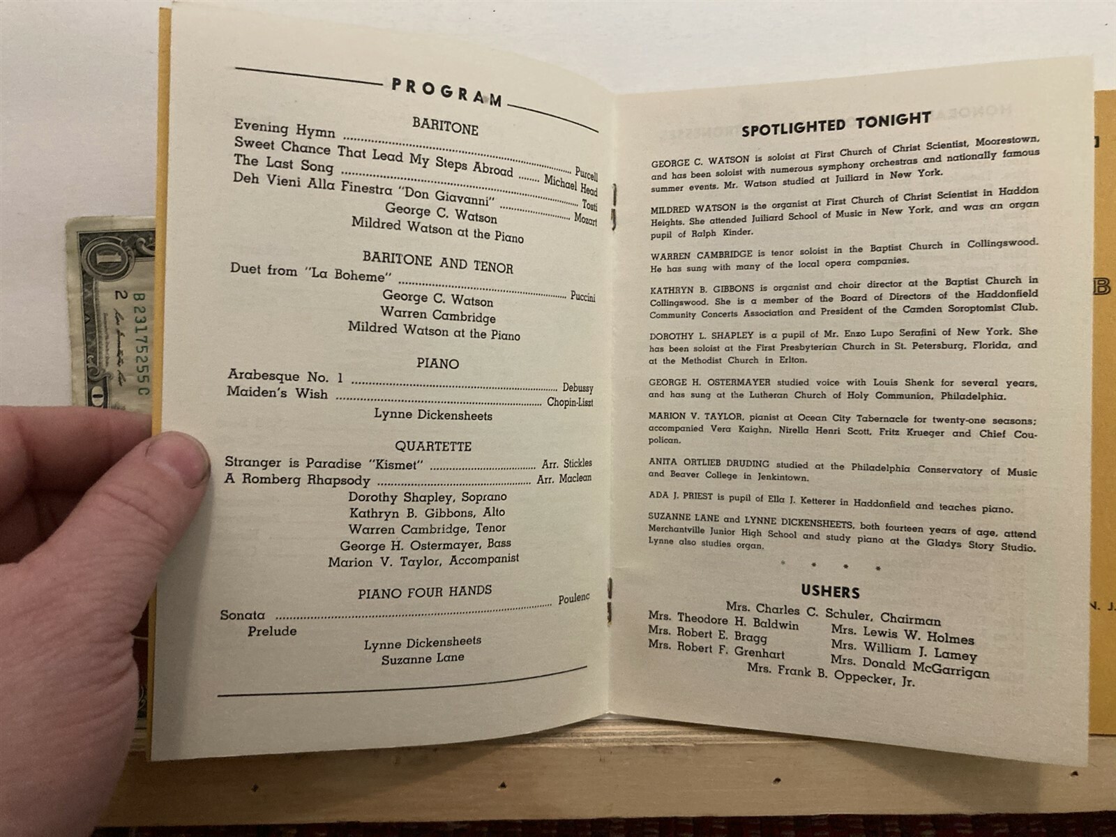 1961 May 4 Beethoven Club of Camden St. Paul’s Concert Program New Jersey NJ Vtg