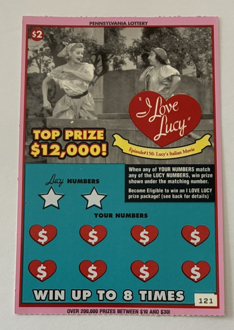 Lucy Stomping Grapes in Italy, I Love Lucy Lottery Ticket, no cash value