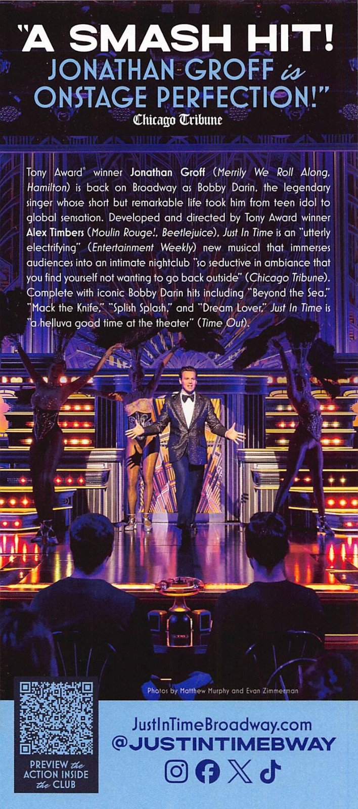 Jonathan Groff as Bobby Darin Just in Time Musical Flyer Broadway New York City