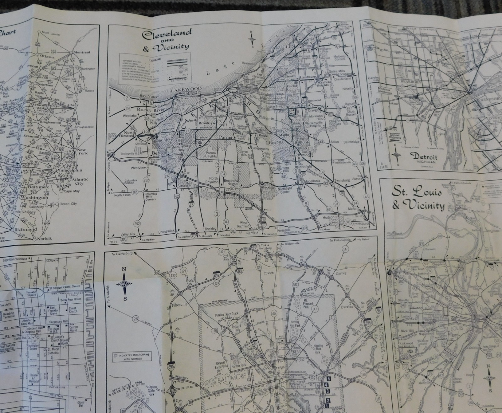 Vintage 1965-1966 AAA Northeastern United States Road Map Travel Route Planner