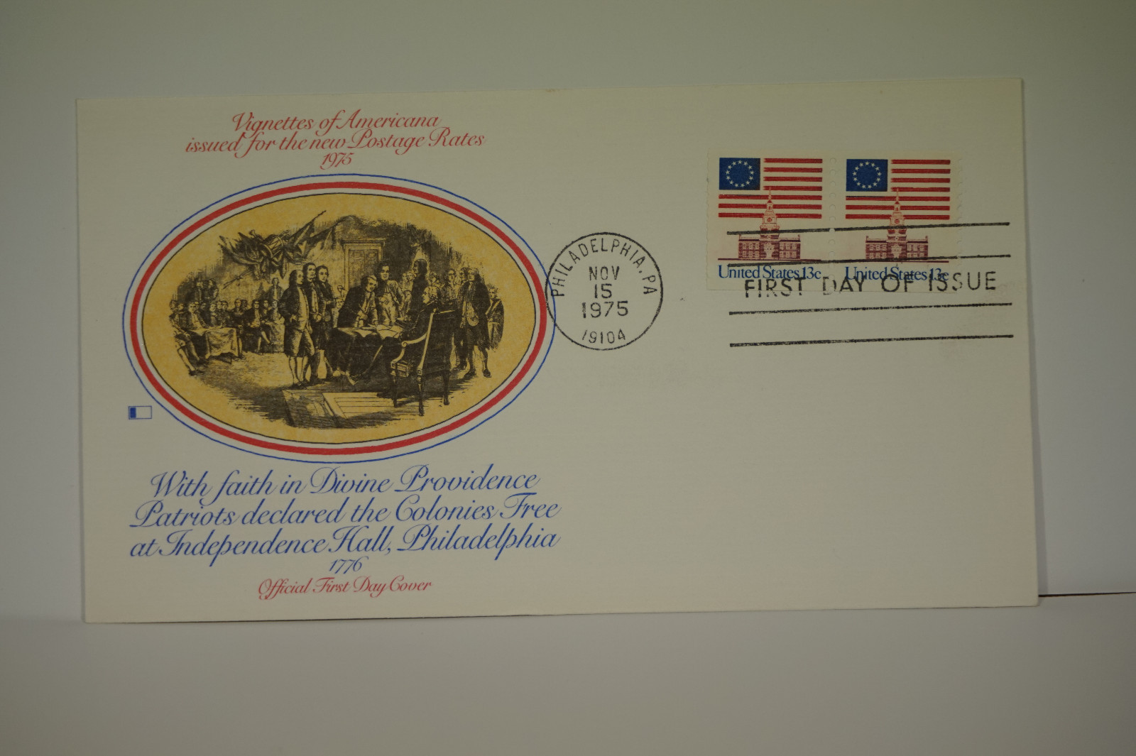 First Day Cover,Vignettes of Americana issued for new Postage Rates 1975, FDC