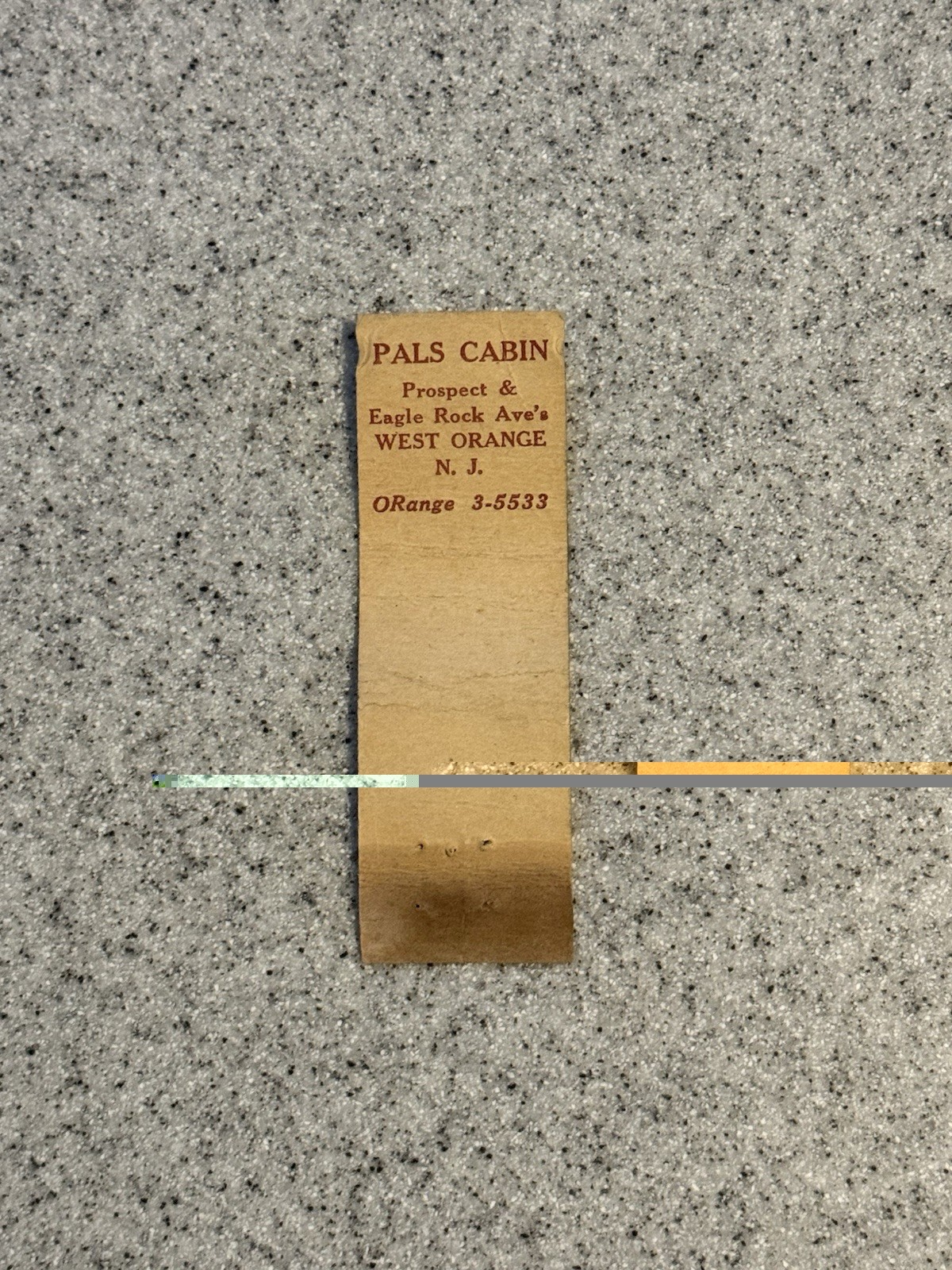 Pals Cabin Marty Horn Roy Sale West Orange New Jersey Matchbook Cover N2