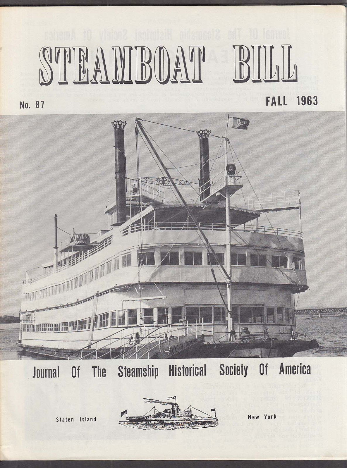 STEAMBOAT BILL #87 S S Fairfax jinx Lady Stirling ++ Fall 1963