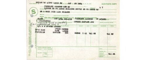 NYS & W Freight Bill 1964 Lumber Butler & Pompton Lakes NJ Railroadiana