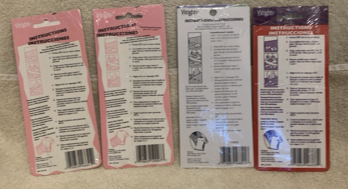 Lot Of 4 Packs Wrights ALPHABET LETTERS & NUMBERS Iron On Stickers 140 Pc – NEW
