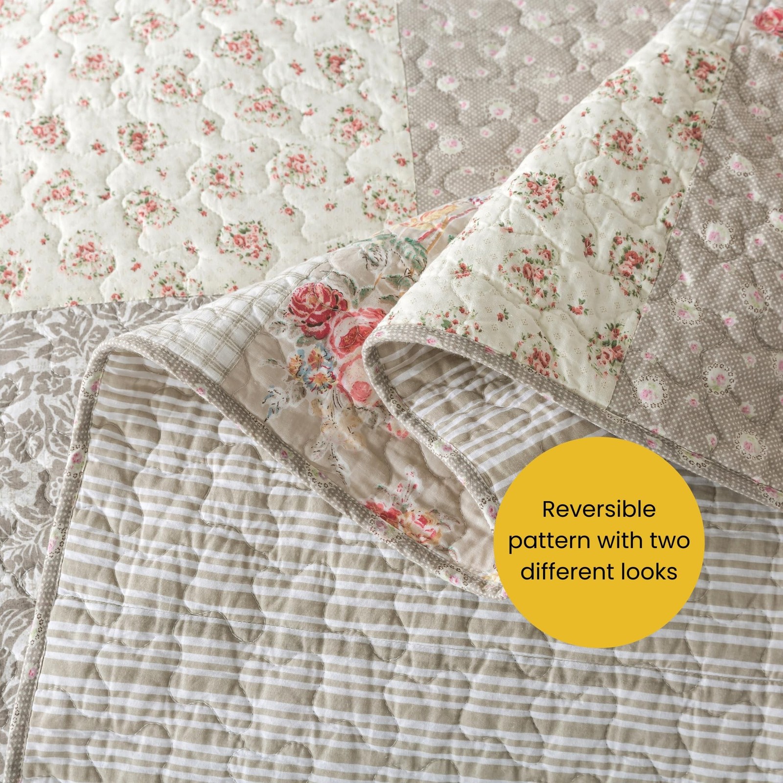 SLPR Walk in The Cotswolds Patchwork Cotton Pieced Quilt Set – Queen Size wit…