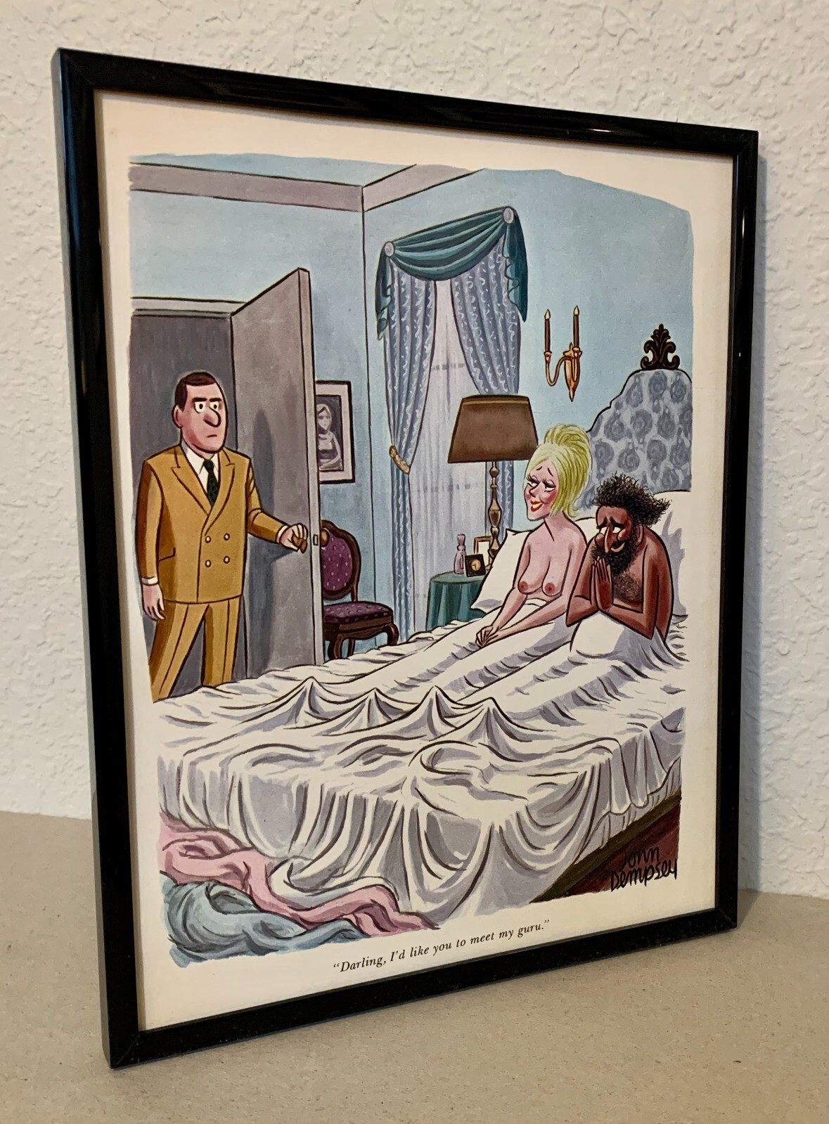 Playboy cartoon – “I’d like you to meet my guru” – 1974 – FRAMED – FREE SHIPPING