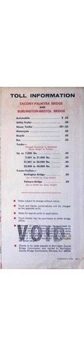 Burlington County NJ Road Map Tacony-Palmyra & Bristol Bridge 1950s NJ Roads