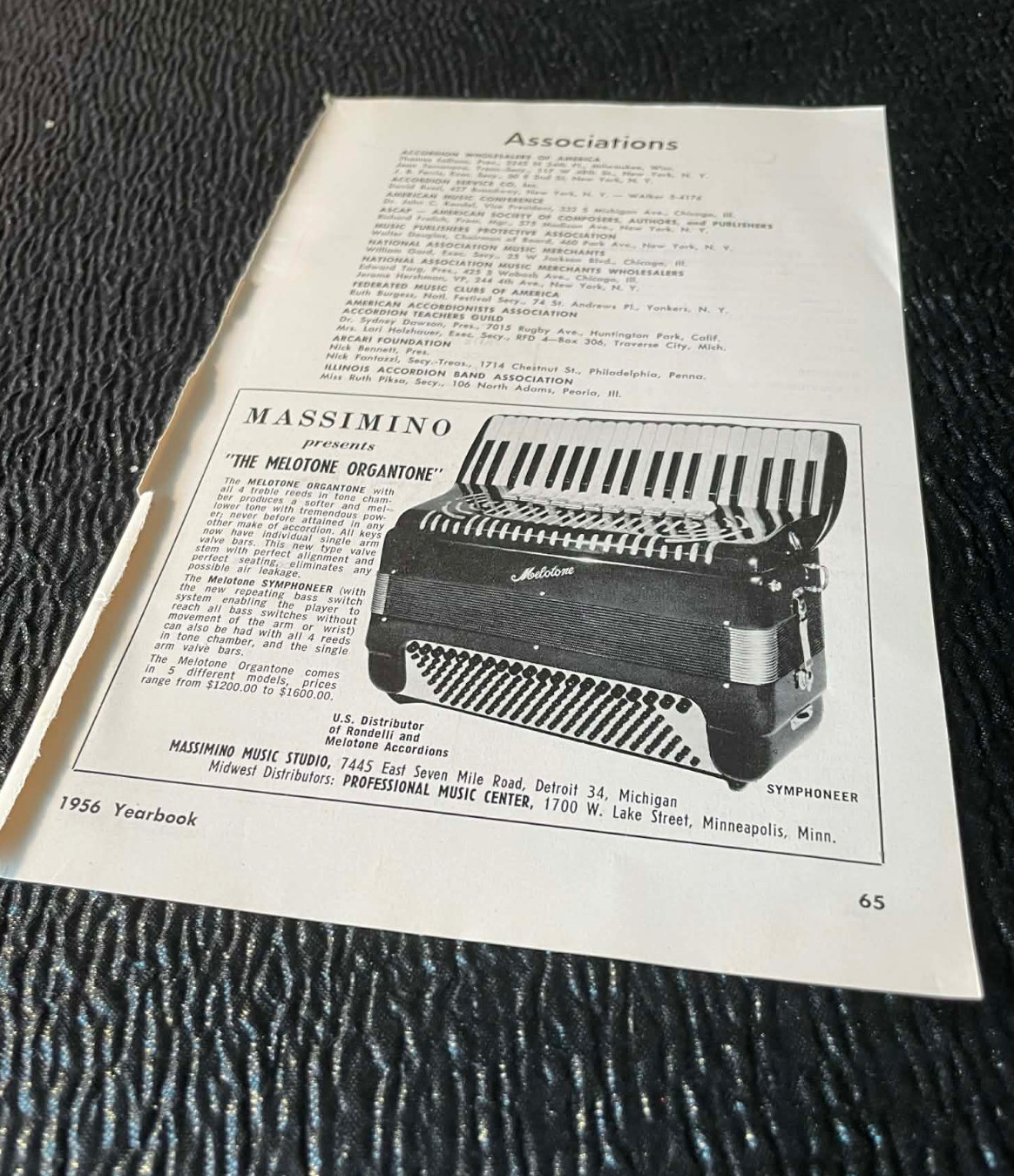Associations List Massimino Music Nik Nevel Cifani Ads 1956 Accordion World