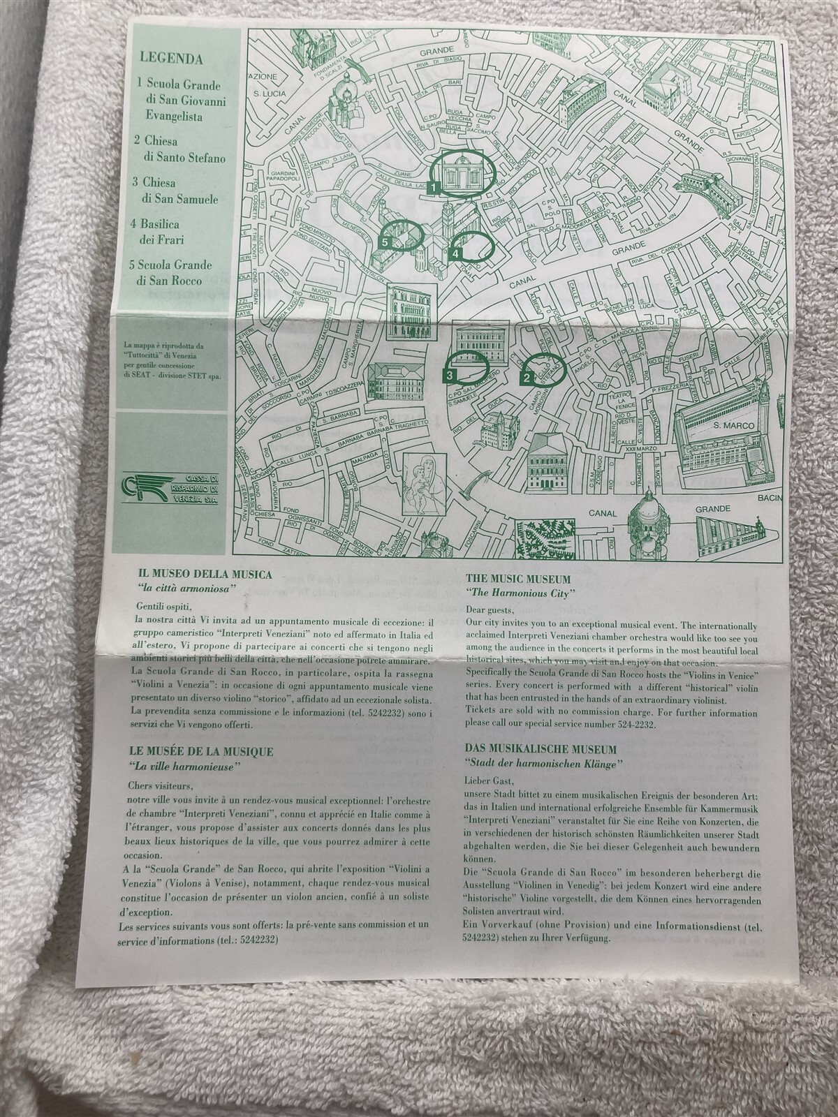 1995 Venice Italy Music Museum Violins Seuola Grande Di San Rocco Programs Vtg