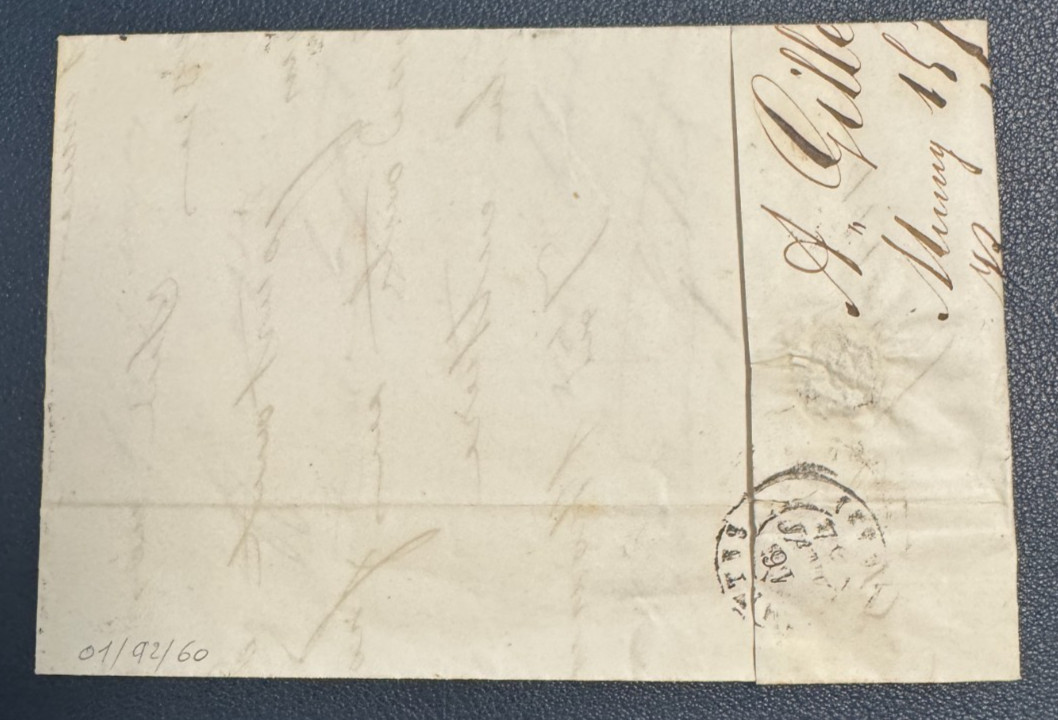 Letter From MEUNG SUR LOIRE (Loiret) / 1854 / Tax 25 Centimes / Rural Box A