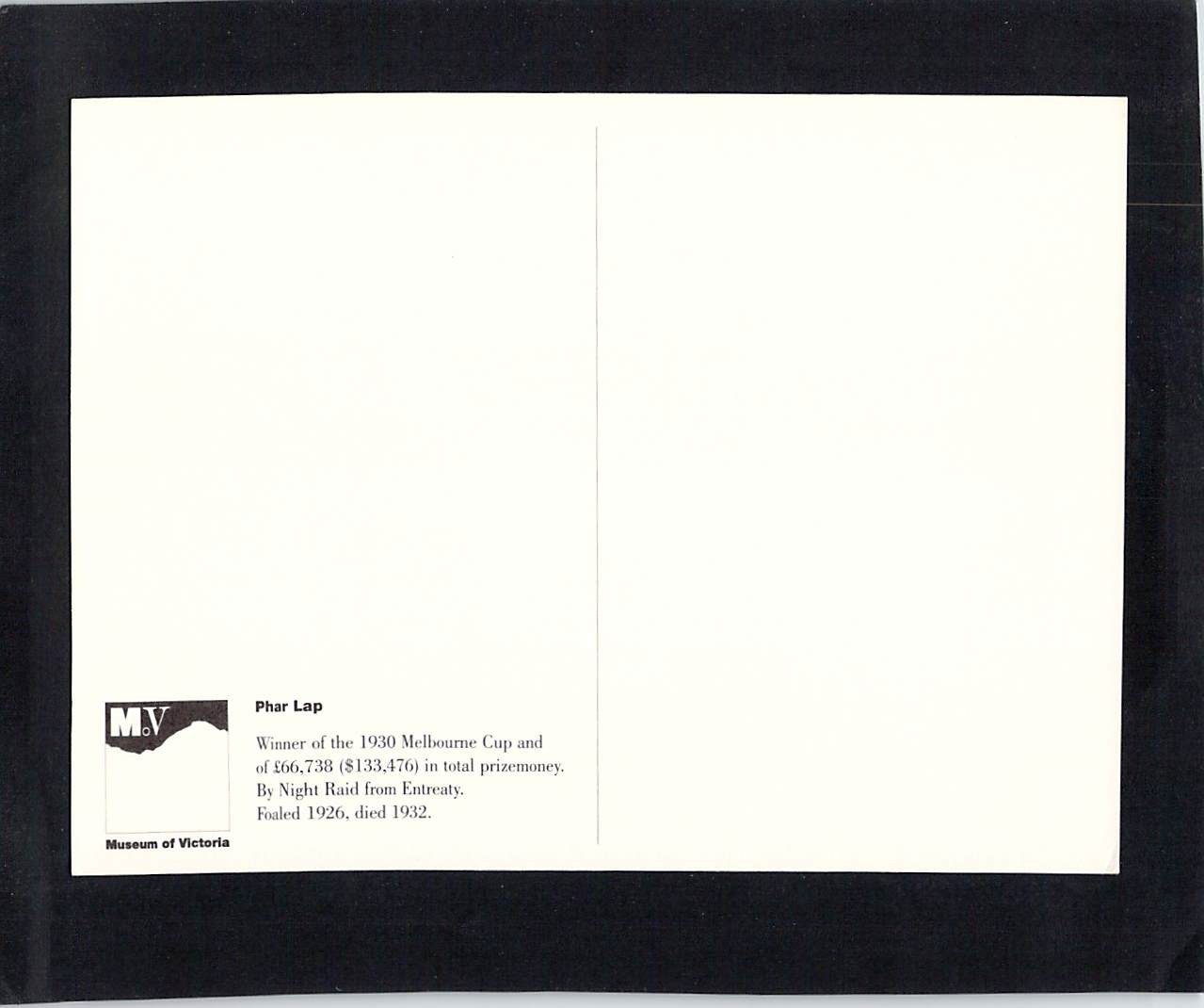 P0603 Australia V Melbourne Museum Phar Lap postcard