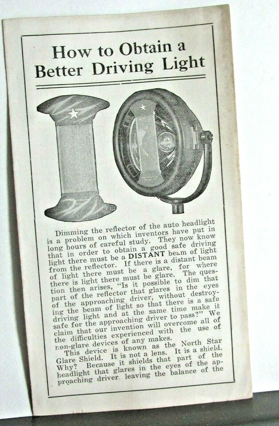 1921 NORTH STAR MFG CP DRIVING LIGHT Brochure Auto Light Automobile Lamps Autos