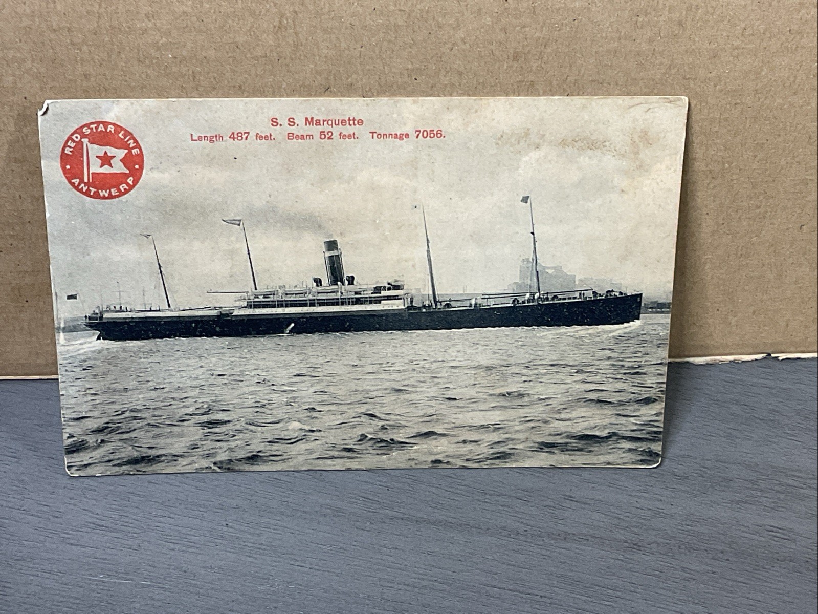 Vintage Red Star Line Post Card SS ARABIC, SS MARQUETTE BELGENLAND B49
