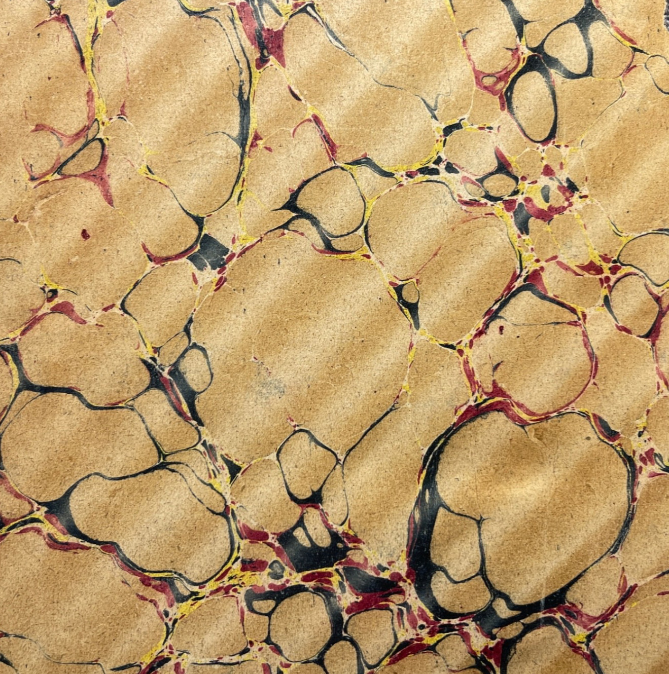 Antique Marbled End Papers Bookbinding Brown Black Red Yellow Lot of 2