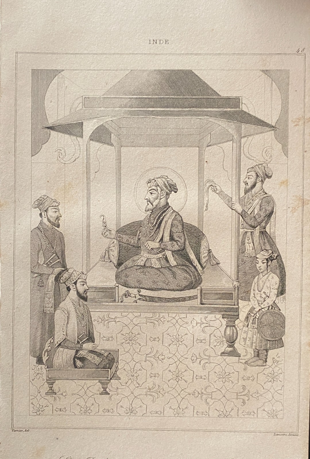 Engraving India 1843 “Shah Jahan Granting A Seat To Dara Shikoh”