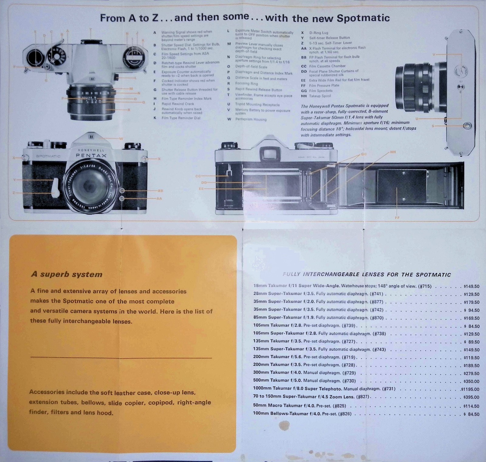 Honeywell Pentax Spotmatic Camera Ad 1960s TTL Metering Brochure Japan